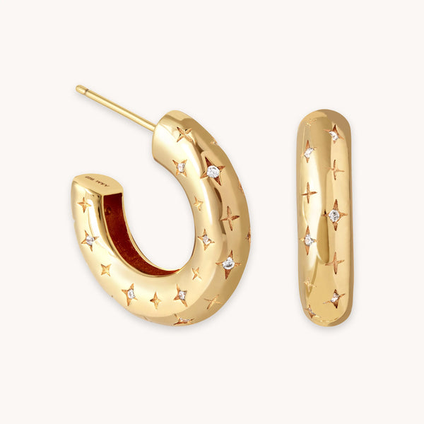 astrid & miyu Cosmic Star Dome Hoops in Gold