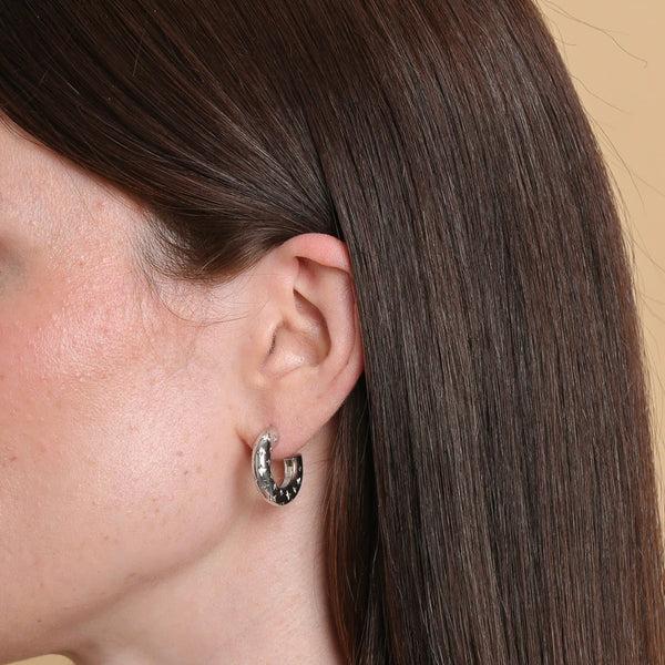 Astrid & Miyu Cosmic Star Dome Hoops In Silver