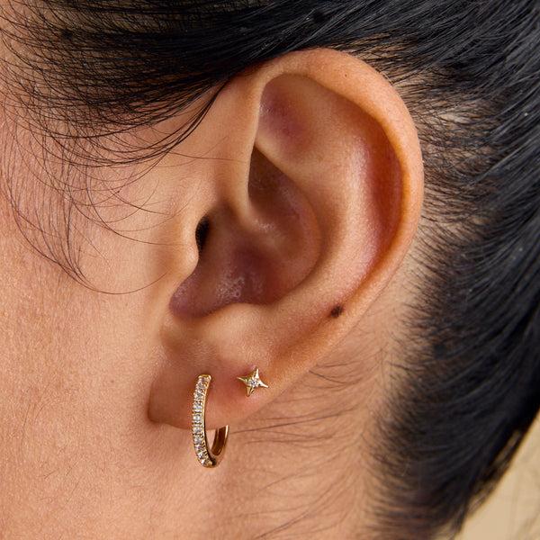 Astrid & Miyu Cosmic Star Gem Stud Earrings In Gold