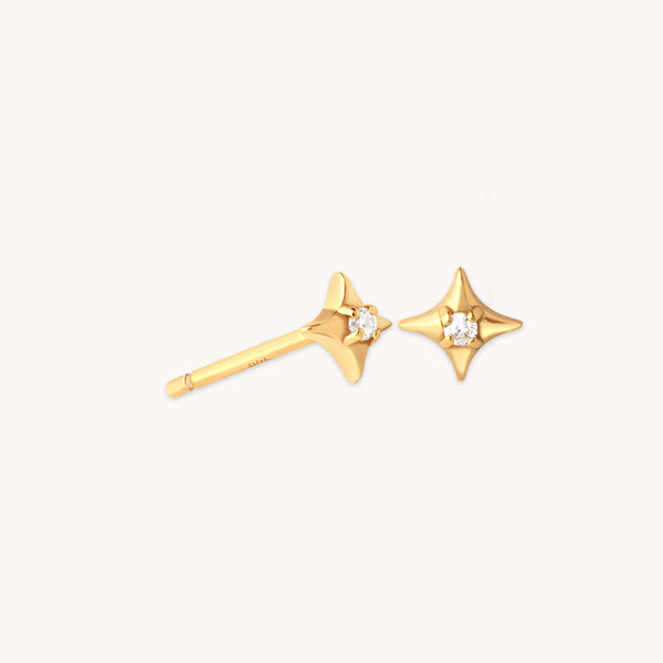 astrid & miyu Cosmic Star Gem Stud Earrings in Gold