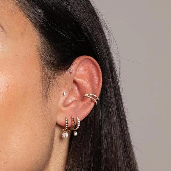 Astrid & Miyu Crystal Charm Huggies In Gold