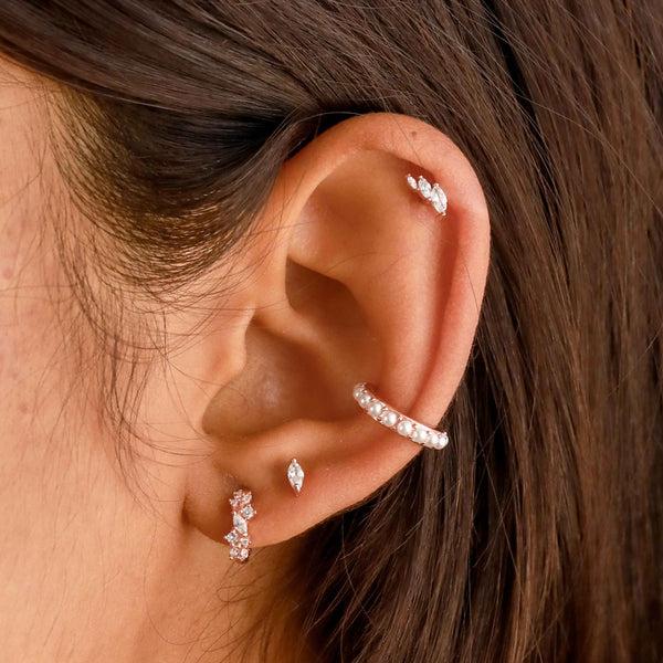 Astrid & Miyu Crystal Cluster Huggies In Rose Gold