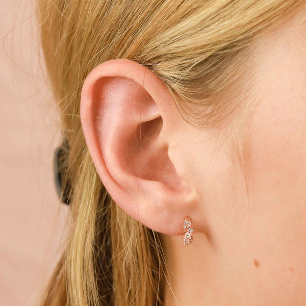 Astrid & Miyu Crystal Cluster Huggies In Rose Gold