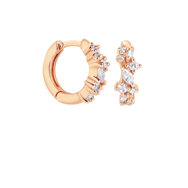 Astrid & Miyu Crystal Cluster Huggies In Rose Gold