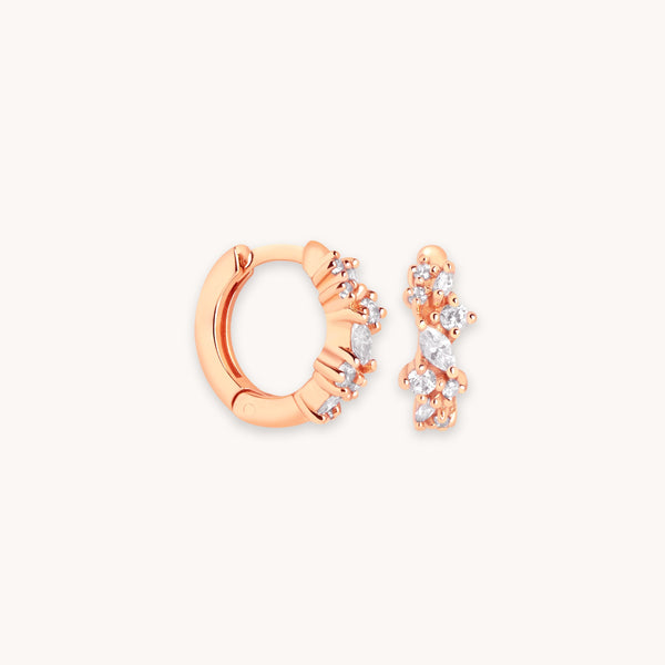 astrid & miyu Crystal Cluster Huggies in Rose Gold