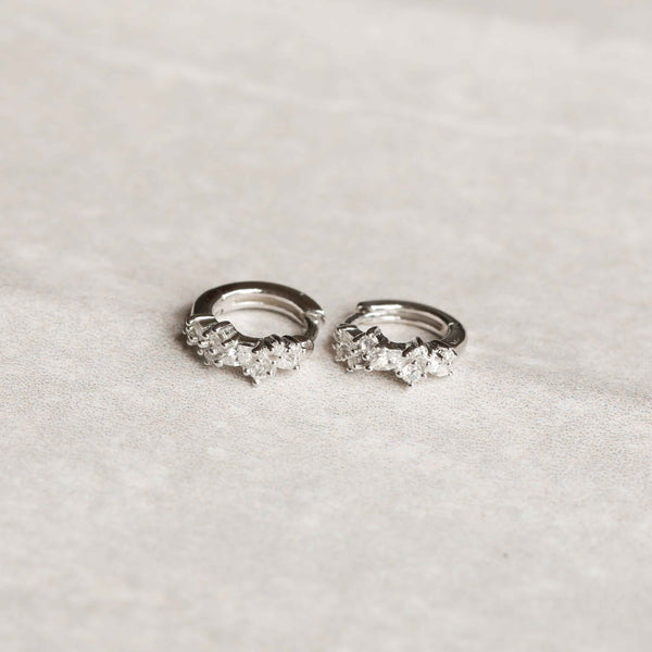 Astrid & Miyu Crystal Cluster Huggies In Silver