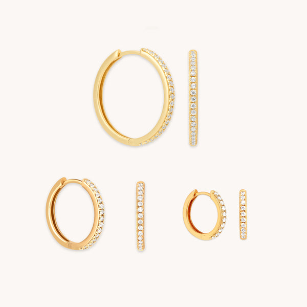 astrid & miyu Crystal Hoops Gift Set in Gold