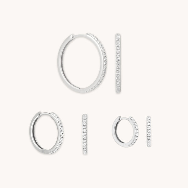 astrid & miyu Crystal Hoops Gift Set in Silver