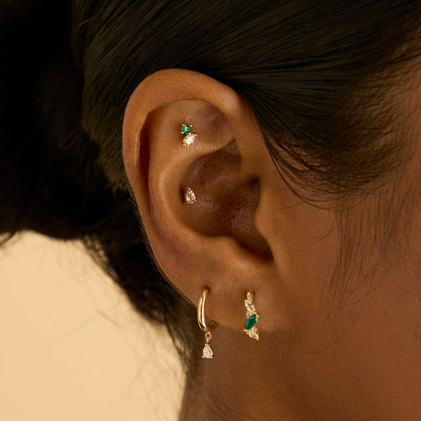 Astrid & Miyu Diamond Charm Huggies In Solid Gold