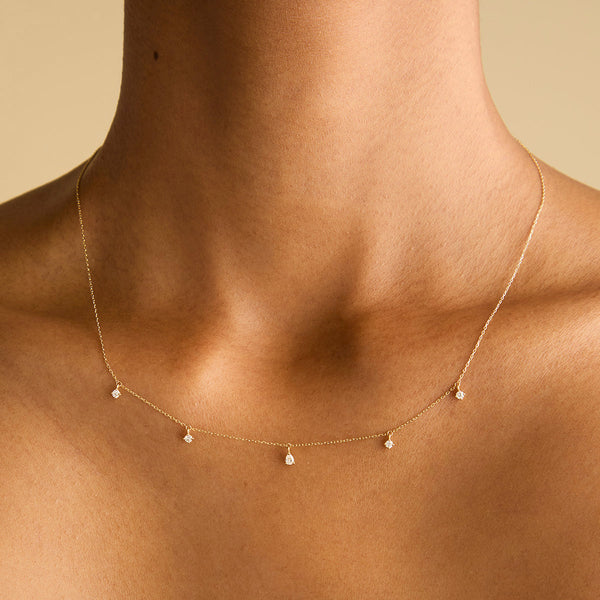 Astrid & Miyu Diamond Charm Necklace In Solid Gold