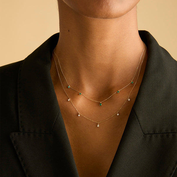 Astrid & Miyu Diamond Charm Necklace In Solid Gold