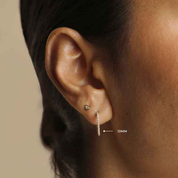 Astrid & Miyu Diamond Pavé Hoops In Solid Gold