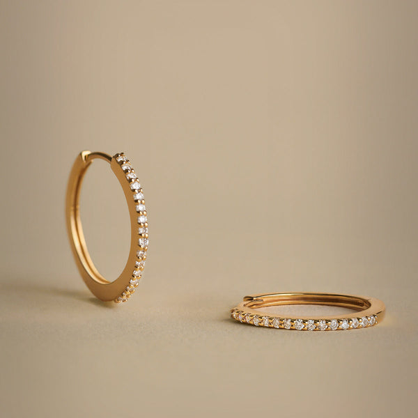 Astrid & Miyu Diamond Pavé Hoops In Solid Gold