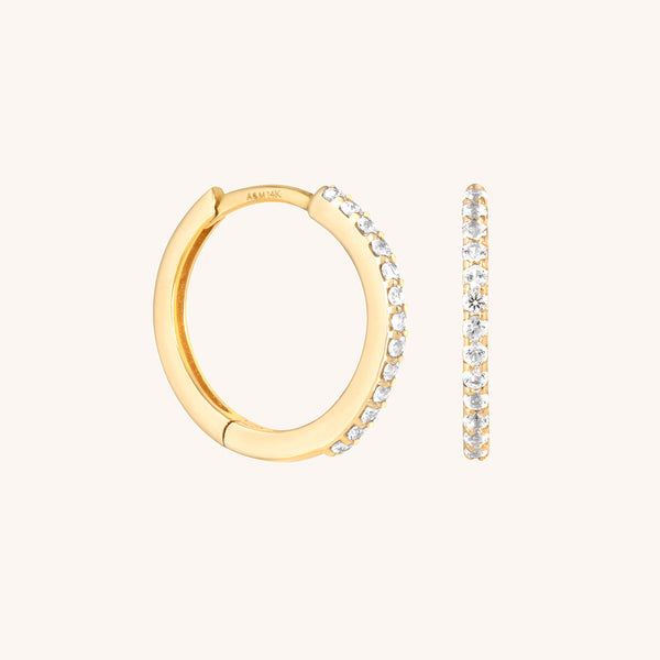 astrid & miyu Diamond Pavé Hoops in Solid Gold