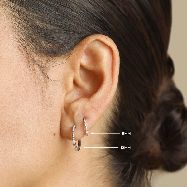 Astrid & Miyu Diamond Pavé Hoops In Solid White Gold