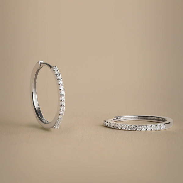 Astrid & Miyu Diamond Pavé Hoops In Solid White Gold