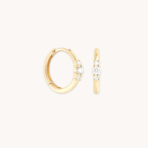 Astrid & Miyu Diamond Trilogy Hoops In Solid Gold