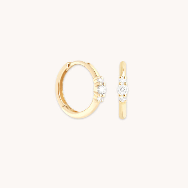 astrid & miyu Diamond Trilogy Hoops in Solid Gold