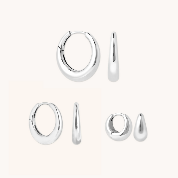 astrid & miyu Dome Hoops Gift Set in Silver