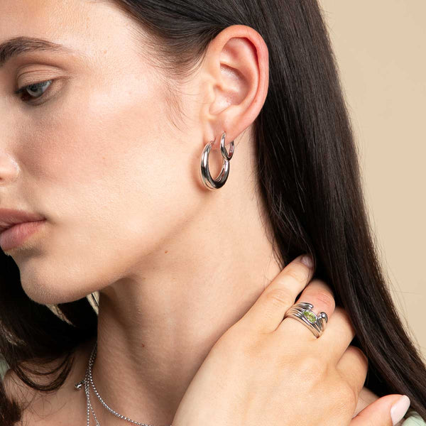 Astrid & Miyu Dome Hoops In Silver