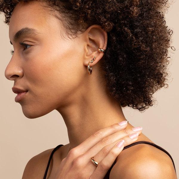 Astrid & Miyu Dome Medium Hoops In Gold