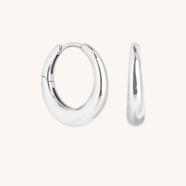 astrid & miyu Dome Medium Hoops in Silver
