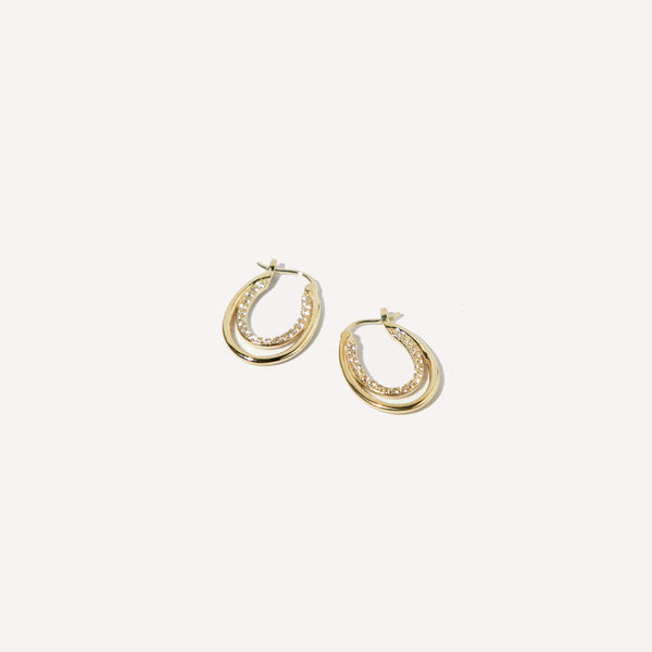 Astrid & Miyu Duo Topaz Hoops In Solid Gold