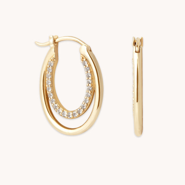 astrid & miyu Duo Topaz Hoops in Solid Gold