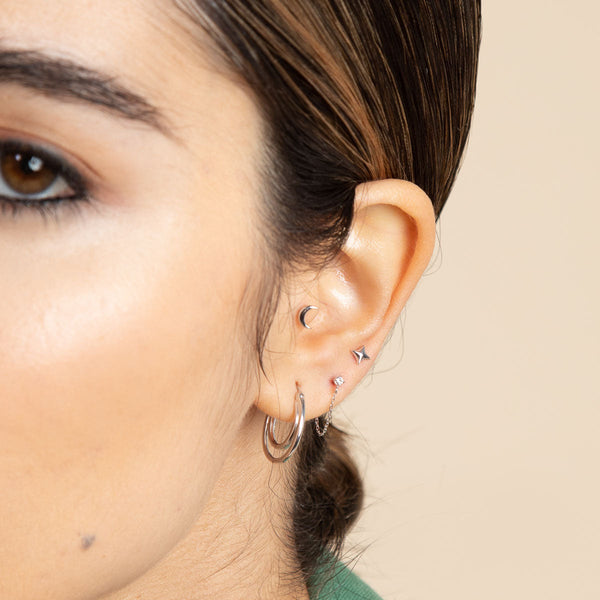 Astrid & Miyu Duo Topaz Hoops In Solid White Gold