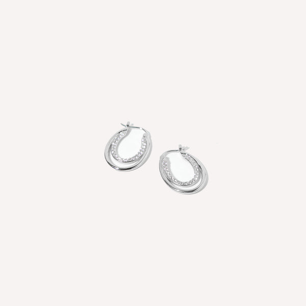 Astrid & Miyu Duo Topaz Hoops In Solid White Gold