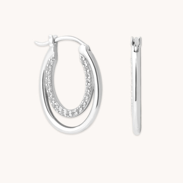 astrid & miyu Duo Topaz Hoops in Solid White Gold