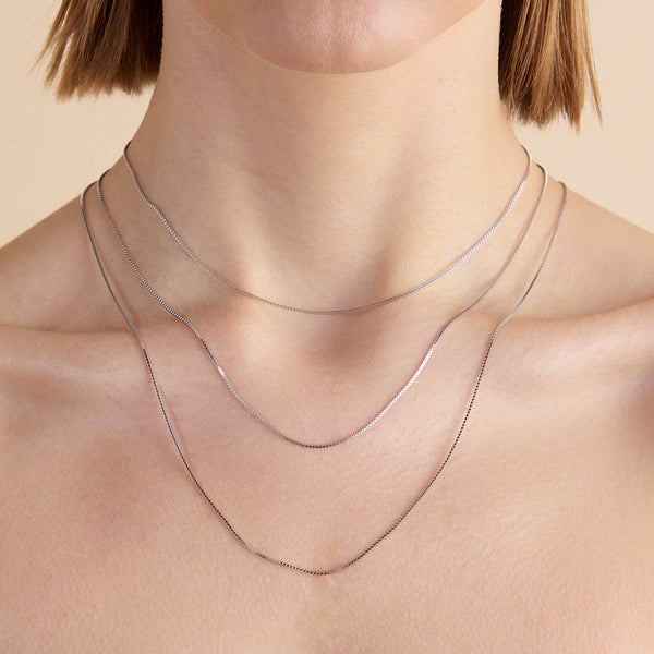 Astrid & Miyu Essential Box Chain Necklace In Silver