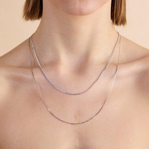 Astrid & Miyu Essential Box Chain Necklace In Silver