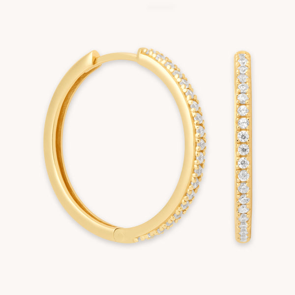 astrid & miyu Essential Crystal Large Hoops in Gold