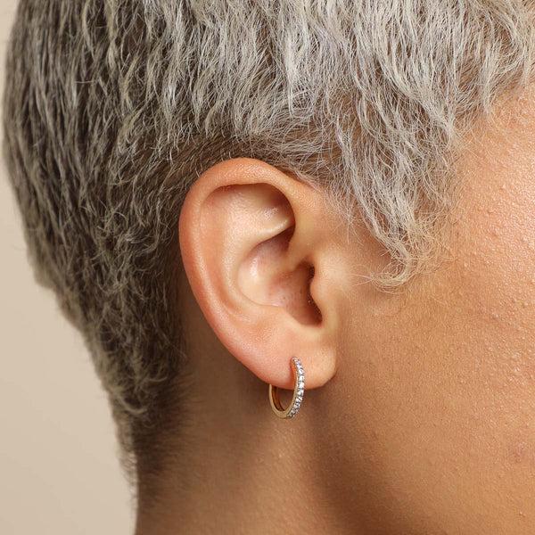 Astrid & Miyu Essential Crystal Small Hoops In Gold