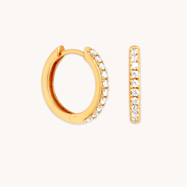 astrid & miyu Essential Crystal Small Hoops in Gold