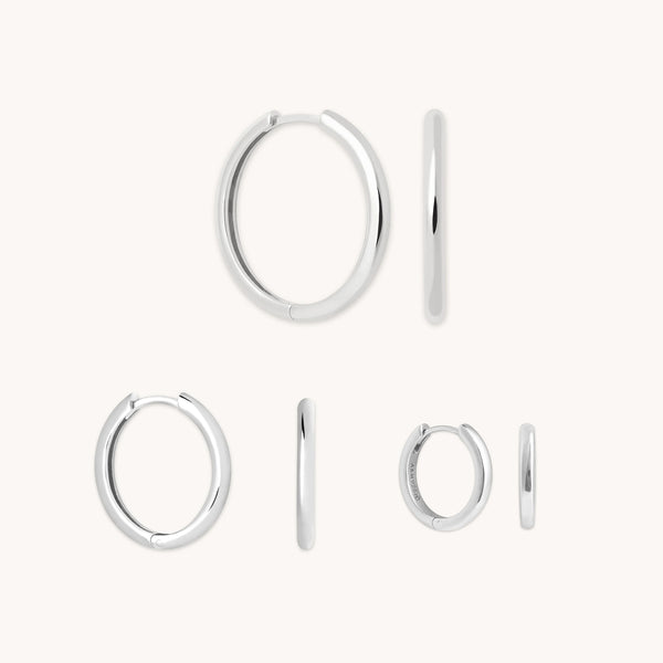 astrid & miyu Essential Hoops Gift Set in Silver