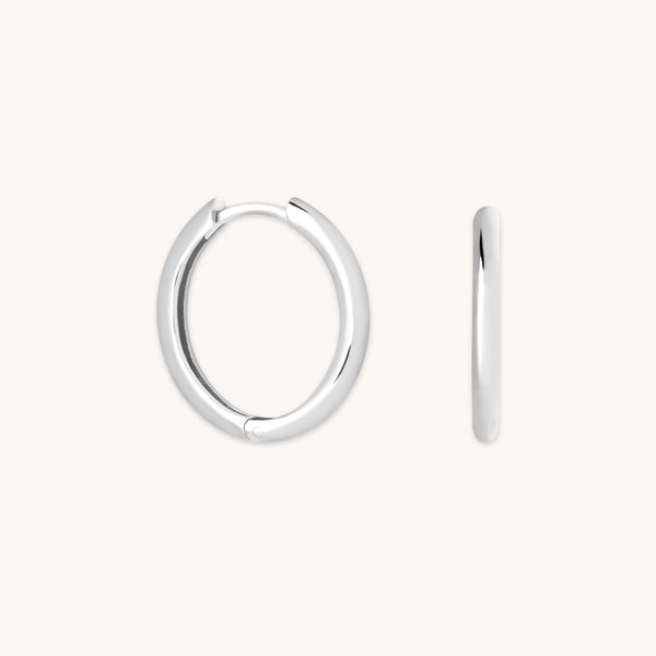astrid & miyu Essential Medium Hoops in Silver