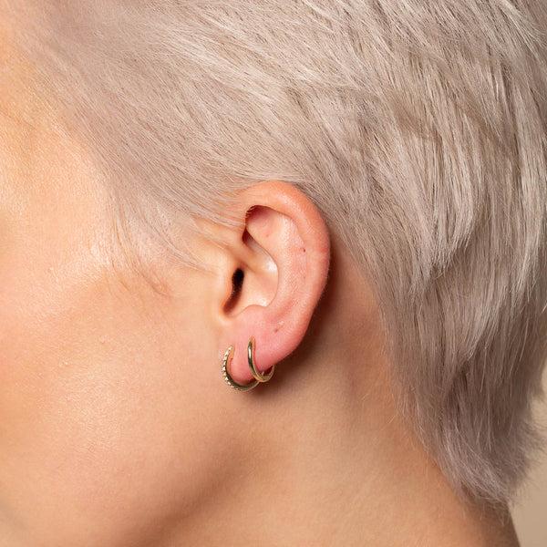 Astrid & Miyu Gem Piercing Hoop In Solid Gold