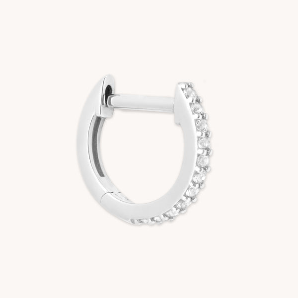 astrid & miyu Gem Piercing Hoop in Solid White Gold