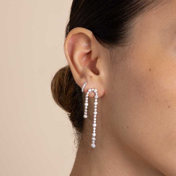 Astrid & Miyu Gleam Crystal Drop Studs In Silver