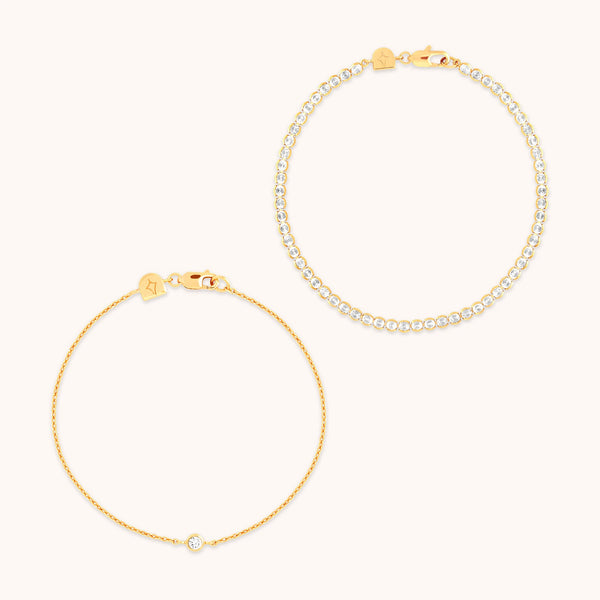 astrid & miyu Gleam Tennis Bracelet Gift Set in Gold