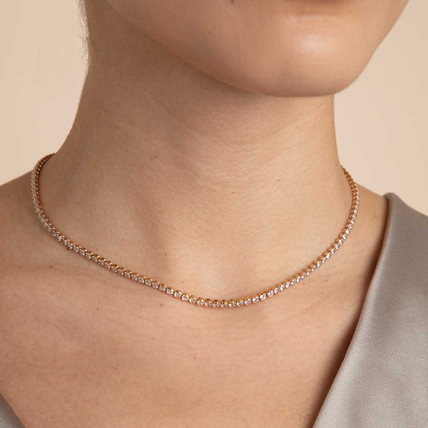 Astrid & Miyu Gleam Tennis Chain Necklace In Gold