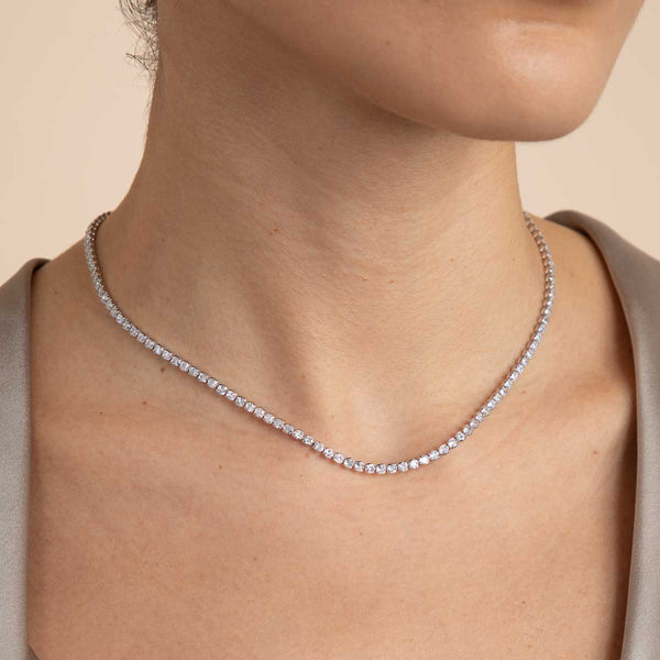 Astrid & Miyu Gleam Tennis Chain Necklace In Silver