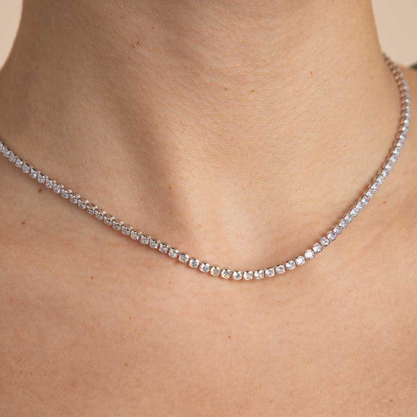 Astrid & Miyu Gleam Tennis Chain Necklace In Silver