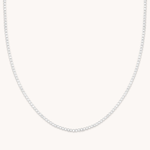 astrid & miyu Gleam Tennis Chain Necklace in Silver