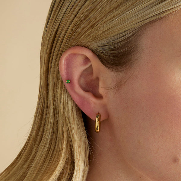 Astrid & Miyu Green Titanium Piercing Stud In Gold