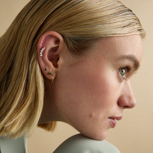 Astrid & Miyu Green Titanium Piercing Stud In Gold