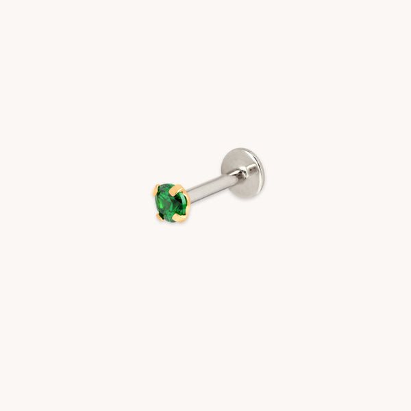 astrid & miyu Green Titanium Piercing Stud in Gold