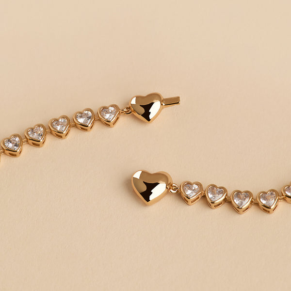 Astrid & Miyu Heart Bezel Tennis Necklace In Gold